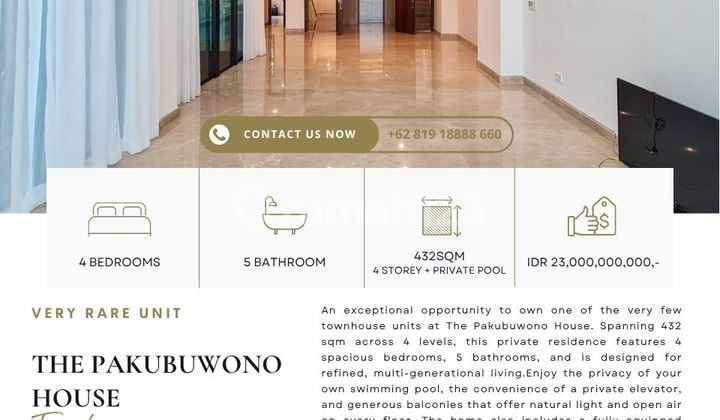 The Pakubuwono House, TOWNHOUSE, Very RARE unit, Ready to move in, TERMURAH The Pakubuwono House, TOWNHOUSE, Very RARE unit, Ready to move in, TERMURAH