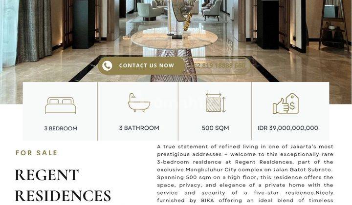 Regent Residences, 3BR 500sqm, Nicely Furnished by BIKA, BEST PRICE 1