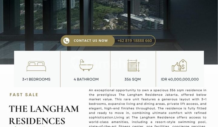 The Langham Residences, 3+1BR 356sqm, VERY RARE UNIT! Best price Guaranteed! The Langham Residences, 3+1BR 356sqm, VERY RARE UNIT! Best price Guaranteed!