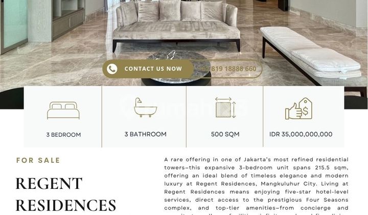 Regent Residences, 3BR 500sqm, BEST PRICE GUARANTEED.  1