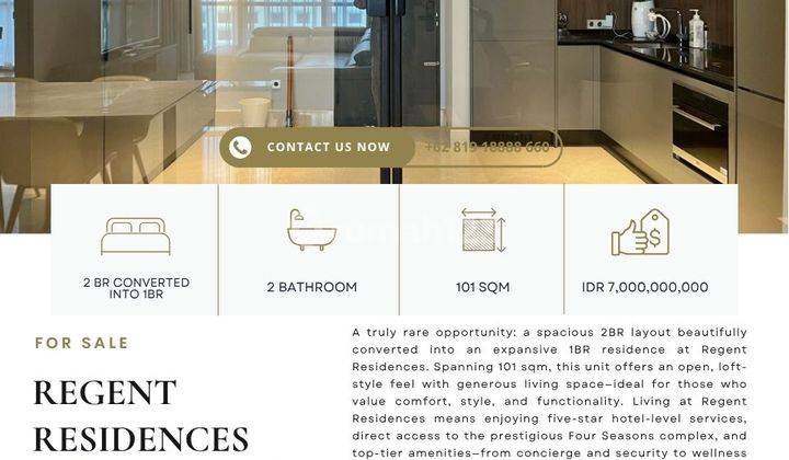 Regent Residences, 2BR converted into 1BR, TERMURAH and ready to move in 1