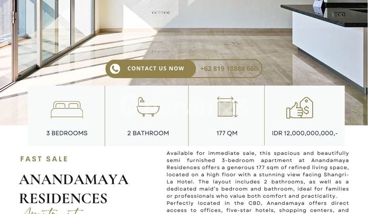 Anandamaya Residences, 3Br 177Sqm, Brand New, Unblocking View Anandamaya Residences, 3Br 177Sqm, Brand New, Unblocking View