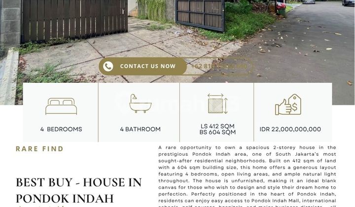 FAST SALE : House in Pondok Indah, BEST PRICE Guaranteed, Please ctc Clara Abie Property for more information and private showings! 