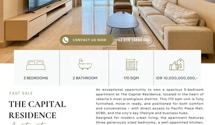 Rare Find: The Capital Residence, 3 Br 170Sqm, Just Renovated, Best Price 1