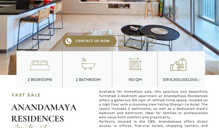 Anandamaya Residences, 2Br 150Sqm, Just Renovated, Unblocking View, Best Price Guaranteed! Also Avail 2-4Br For Sale In Tower 1/2/3