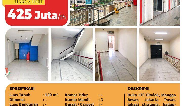 Ruko Ltc Glodok, Mangga Besar, 120 M², 3 Lt, SHM 2