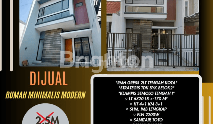 TURUN HARGA RUMAH GRESS 2LT TENGAH KOTA SURABAYA KLAMPIS SEMOLO TENGAH 2