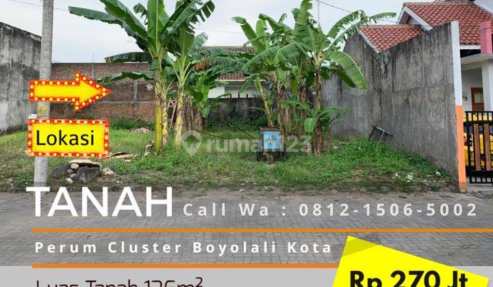 Tanah Pekarangan 136m2 Cluster Boyolali Kota 1