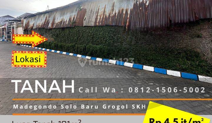 Tanah Ideal & Strategis 181m2 Eks Workshop Mebel Solo Baru 1