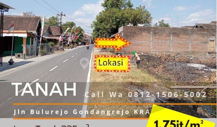 Tanah Komersil 225m² Tepi Jalan Bulurejo Gondangrejo 1