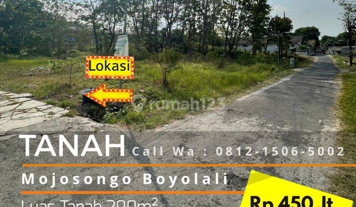 Tanah Ideal & Strategis 200m² Di Mojosongo Boyolali 1