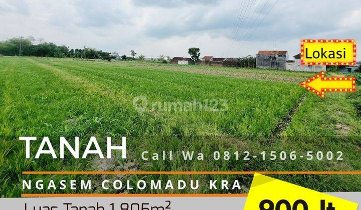 Tanah Sawah 1.805m² Dekat Exit Tol Ngasem Colomadu KRA 1