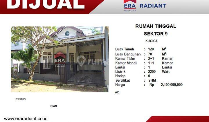 Rumah di Kucica Bintaro jaya sektor 9 SHM 1