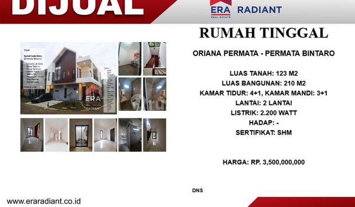 Rumah di Oriana permata Bintaro jaya sektor 9  2