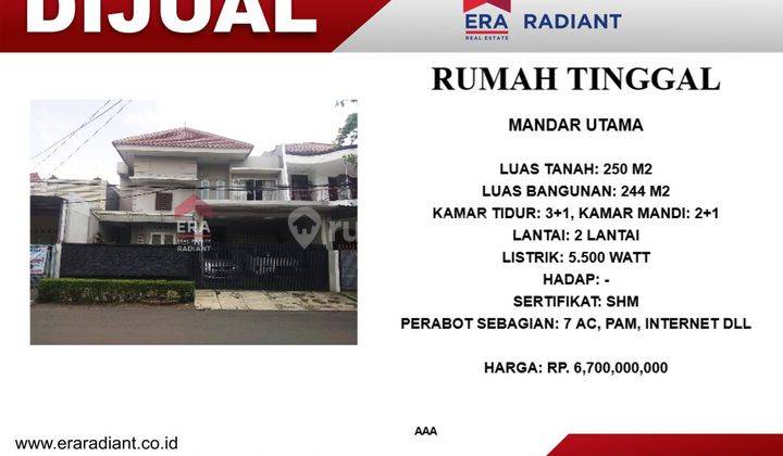 Rumah di Mandar Utama Sektor 3A Bintaro jaya 2 Lantai 1