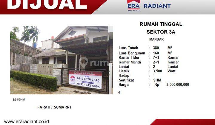 Rumah di Mandar Sektor 3A 2 Lantai Bagus 1