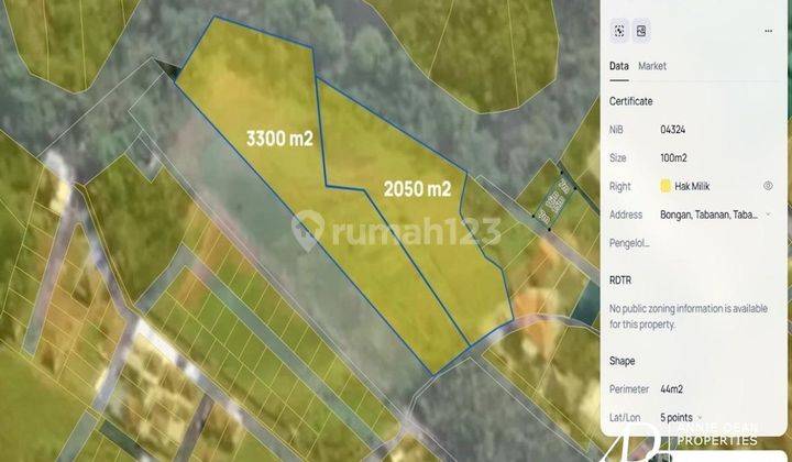 Freehold Land Good Deal In Bongan Tabanan 5300 M2 2