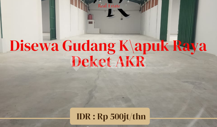 Disewakan gudang kapuk raya dekat AKR