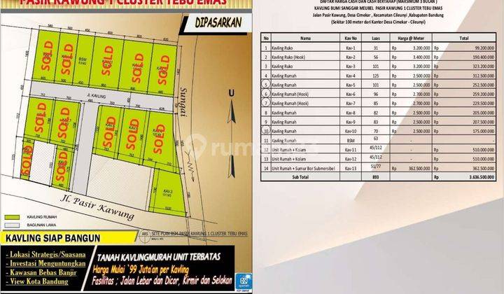 Tanah 147 m² di Jalan Pasir Kawung Desa Cimekar 1