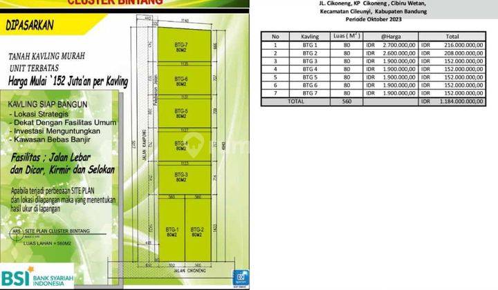 Tanah 80 m² di Jalan Cikoneng Legalitas AJB 2