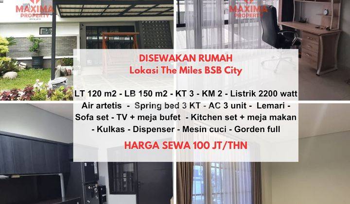 Rumah 2 Lantai Bagus Furnished di Cluster The Miles, Bsb City 1