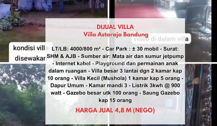 Villa Dgn View Terbaik Akses Sungai Bersih Lokasi Astaraja, Bandung 1