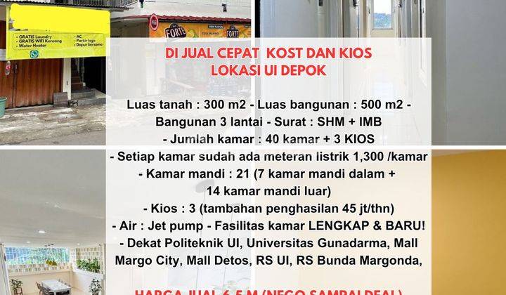 Investasi Rumah Kost Full Penghuni Dekat Ui Depok 1