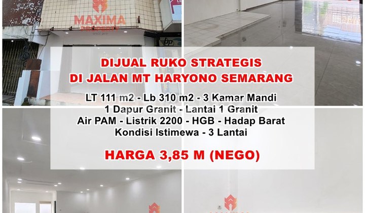 Ruko Mewah 3 Lantai Tengah Kota, Jl Mt Haryono Semarang Tengah 1