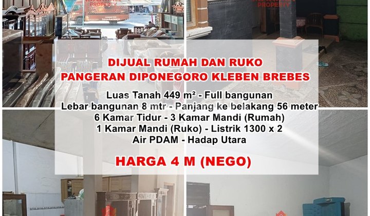 Rumah dan Ruko Lokasi Strategis Jln Diponegoro, Kleben, Brebes
