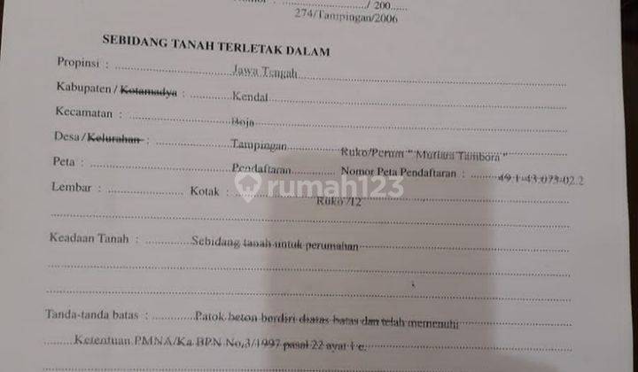 Ruko Depan SPBU Boja 7