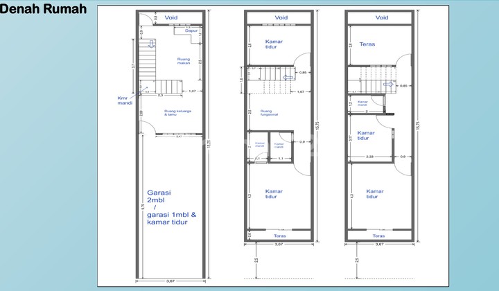Rumah Duri Kepa 3 Kamar 67 m2 (3.7x18.3) Tiga Lantai Selatan 2
