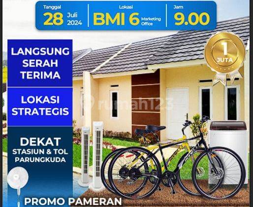 Rumah 166jt dekat stasiun dan pintu tol Parungkuda banjir promo 1