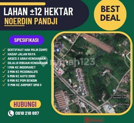 Dijual Tanah Nurdin Panji, Palembang, Shm, Seluas 12 Ha 1