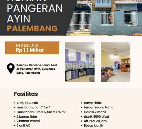 Dijual Rumah Sako Hunian Pangeran Ayin Palembang 2