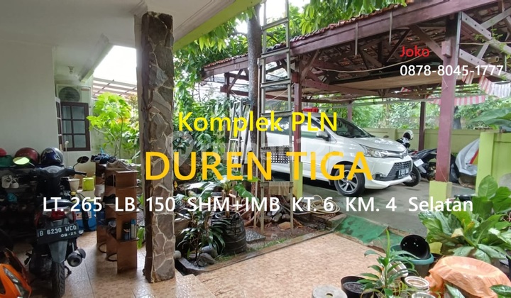 Rumah Lama TERMURAH LT 263 M2 Komplek PLN, Duren Tiga, Pancoran, Jakarta Selatan