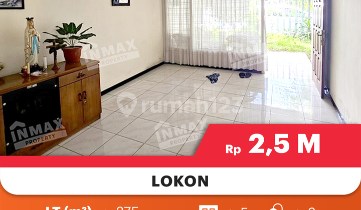 Lokon Tidar Street House Malang, large area at a cheap price, near Unmer Campus, Malang City Point Mall, Cyber Mall. 2