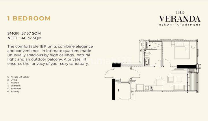 The Veranda Lebak Bulus Jakarta Selatan Tower Jimbaran 1 Bedroom Harga Perdana Bisa Cicil 48x 2
