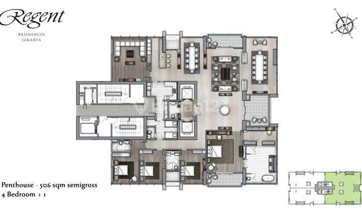 Regent Residences Jakarta At Mangkuluhur City Type Penthouse Bare 5