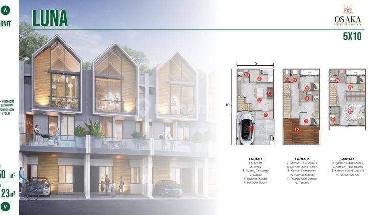 Rumah Pik 2 Osaka Residences Rumah 3 Lantai Tipe Luna 5x10 1