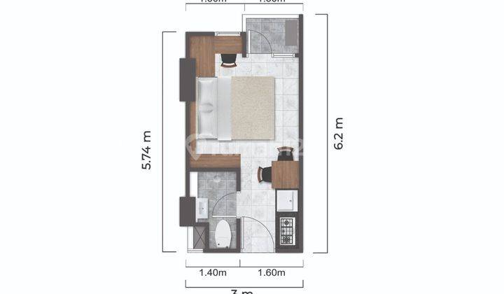 Apartment Tokyo Riverside Pik 2 Studio Tanpa Tulang View Kolam 2