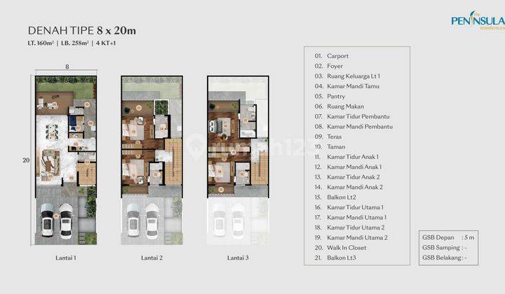 Rumah Pik 2 Peninsula Residence Dekat Pantai 3 Lantai Tipe 8x20 2