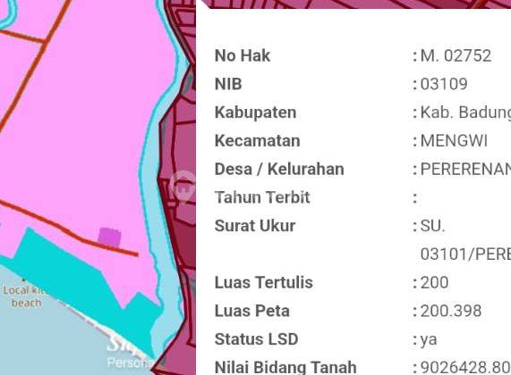 Small Land for sale 4 Are Jl. Seseh Beach, Canggu, Bali Df 2304 2