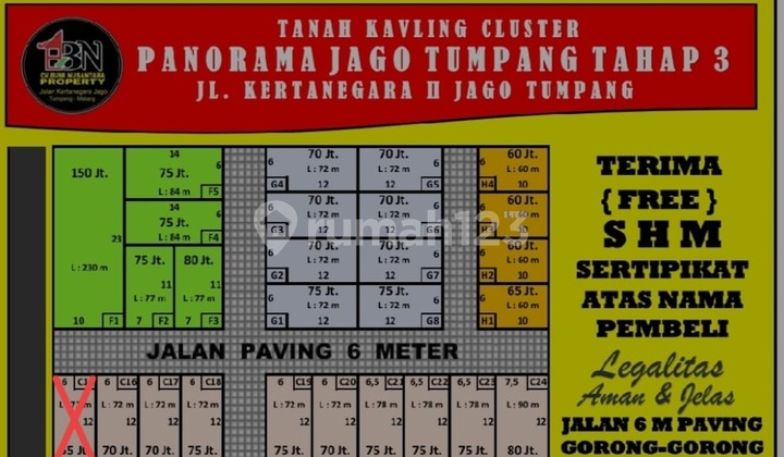 Tanah Kavling SHM Siap Bangun Jago Tumpang Malang