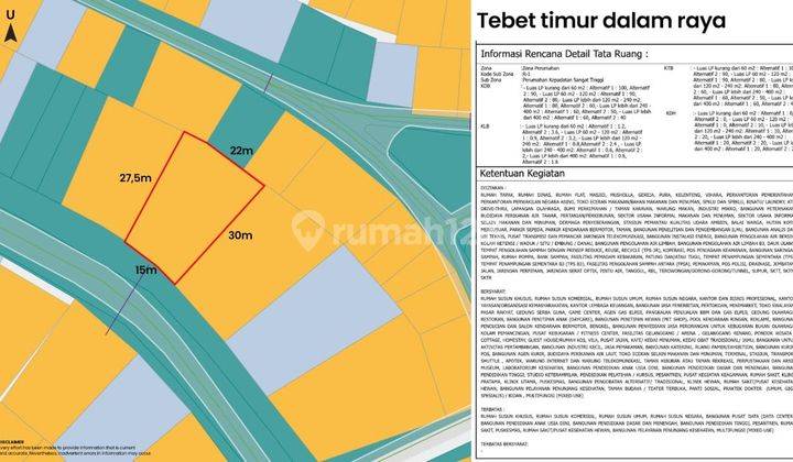 Kavling di Tebet Timur Luas 540 M2, Hub 0813 1838 1838. 1