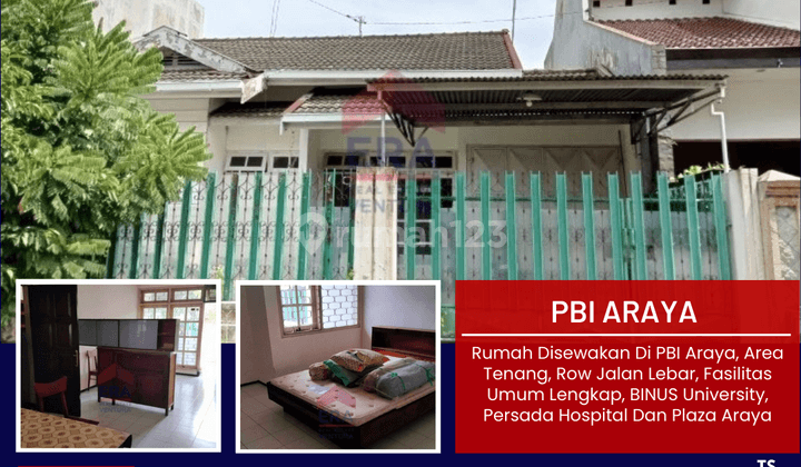 Rumah Disewakan Di Pbi Araya, Area Tenang, Row Jalan Lebar 1