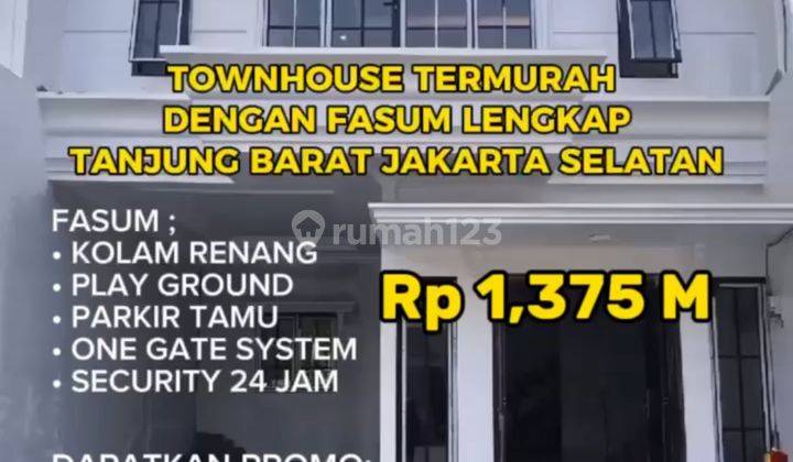 Rumah Townhouse Baru Classisc Modern 2 Lantai Free BPHTB Utk 5 Unit Pertama + Rooftop + Kolam Renang Di Tanjung Barat Jaksel 1