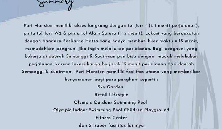 Leon K. Apartemen Puri Mansion Type Studio Fasilitas Terbaik 3