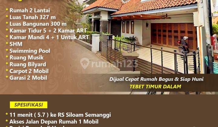 Di Jual Cepat Rumah Bagus Siap Huni Tebet Timur Dalam 1