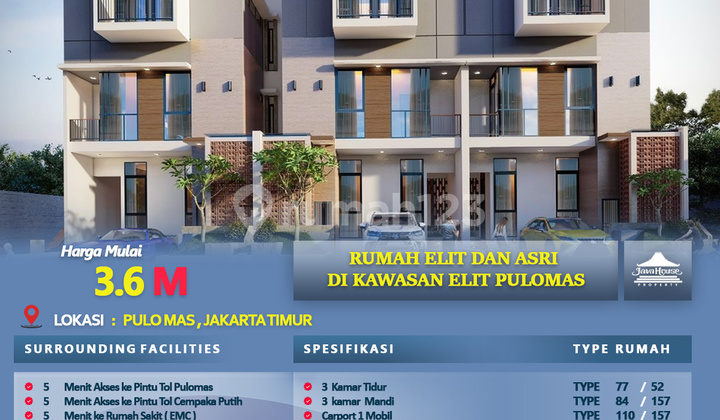 Dijual Rumah Baru di Kalya Residence Pulomas, Jakarta Timur