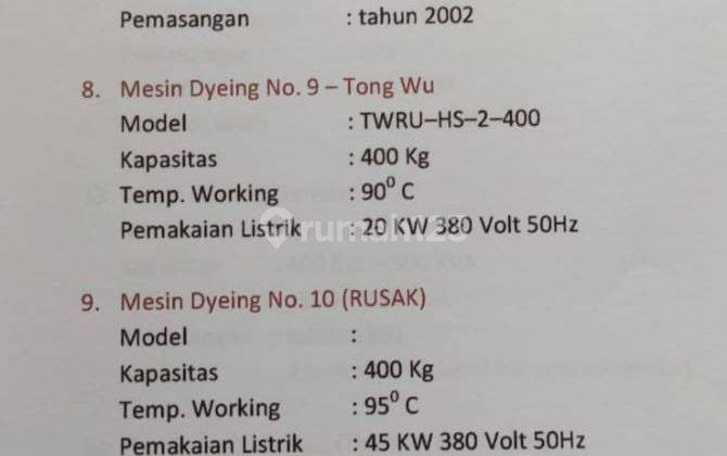 Pabrik Celup Pekalongan. berikut mesin & bak limbah ada.Air cukup.Pabrik siap operasional bisa Take Over.Pabrik dekat Exit tol.Jual cepat segera * 18